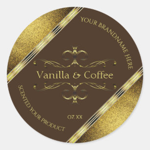 Dark Brown and Gold Glitter Borders Product Labels