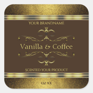 Dark Brown and Gold Glitter Borders Product Labels