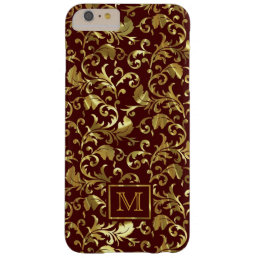 Dark Brown And Gold Vintage Damasks Barely There iPhone 6 Plus Case
