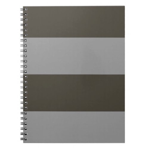 Dark Brown and Gray Simple Extra Wide Stripes Notebook