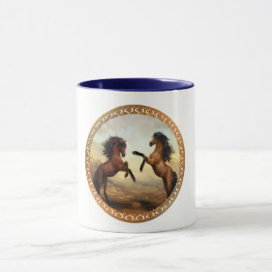 Dark Brown And Light Brown Friesian Draft Horses Mug