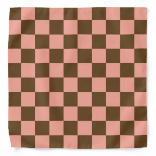 Dark Brown and Light Pink Checkerboard Bandana