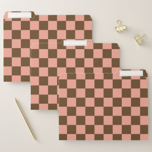 Dark Brown and Light Pink Checkerboard File Folder