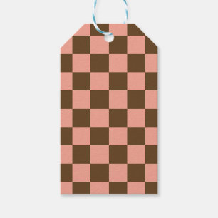 Dark Brown and Light Pink Checkerboard Gift Tags