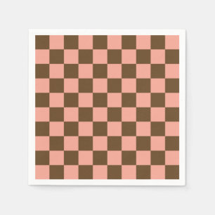Dark Brown and Light Pink Checkerboard Napkins
