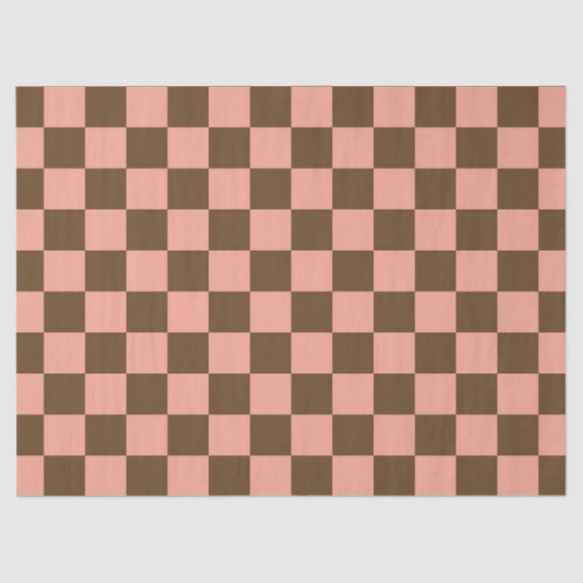 Dark Brown and Light Pink Checkerboard Tissue Paper (Front)