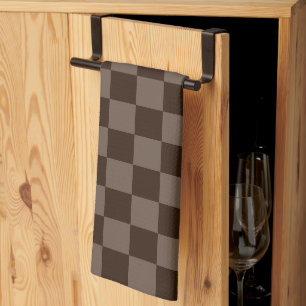 Dark Brown and Quincy Checkerboard Kitchen Towel