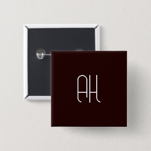 Dark brown and white custom initials simple button
