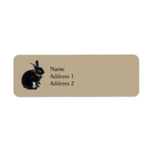 Dark Brown and White Mini Rex Rabbit Label