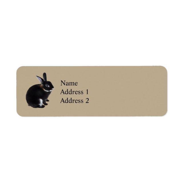 Dark Brown and White Mini Rex Rabbit Label (Front)