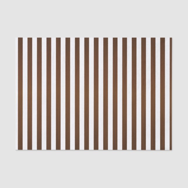 Dark Brown and White Stripes Tissue Paper (Front)