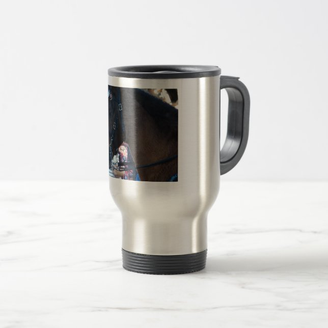 Dark Brown Arabian Horse wearing goggles Travel Mug (Front Right)