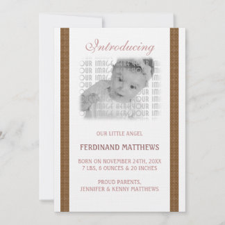 Dark Brown Baby Birth Announcement