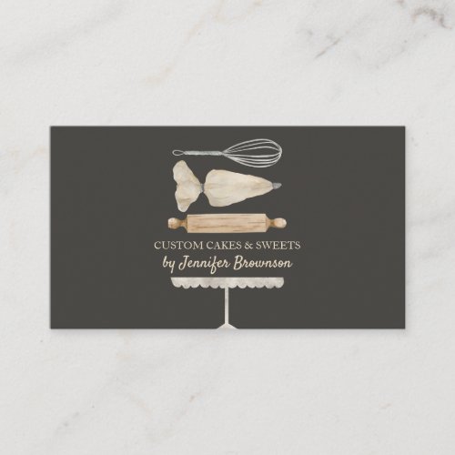 Dark Brown Bakery Pastry Chef Creative Cake maker Business Card