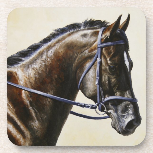 Dark Brown Bay Trakehner Dressage Horse Coaster (Front)