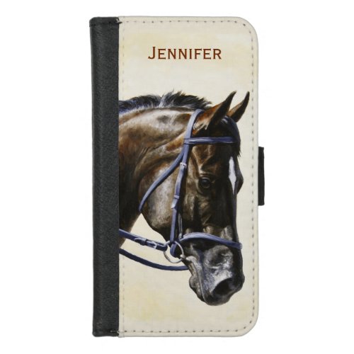 Dark Brown Bay Trakehner Dressage Horse iPhone 87 Wallet Case