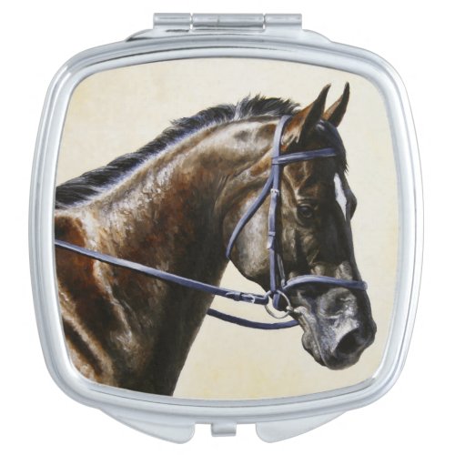 Dark Brown Bay Trakehner Dressage Horse Makeup Mirror