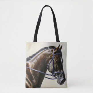 Dark Brown Bay Trakehner Dressage Horse Tote Bag