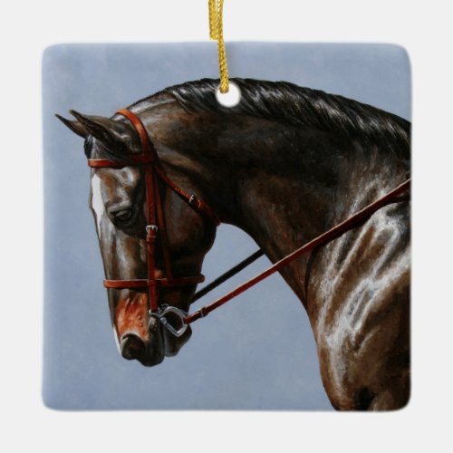 Dark Brown Bay Warmblood Dressage Horse Ceramic Ornament