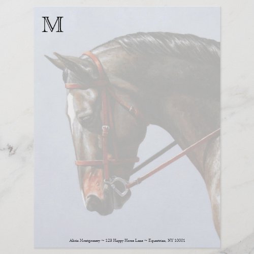 Dark Brown Bay Warmblood Dressage Horse Letterhead