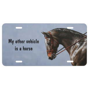 Dark Brown Bay Warmblood Dressage Horse License Plate