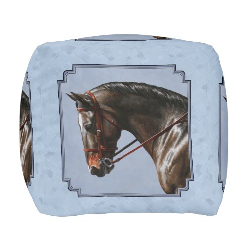 Dark Brown Bay Warmblood Dressage Horse Pouf