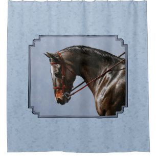 Dark Brown Bay Warmblood Dressage Horse Shower Curtain