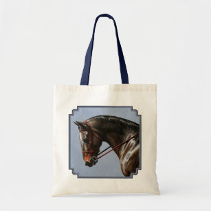 Dark Brown Bay Warmblood Dressage Horse Tote Bag