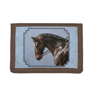 Dark Brown Bay Warmblood Dressage Horse Tri-fold Wallet