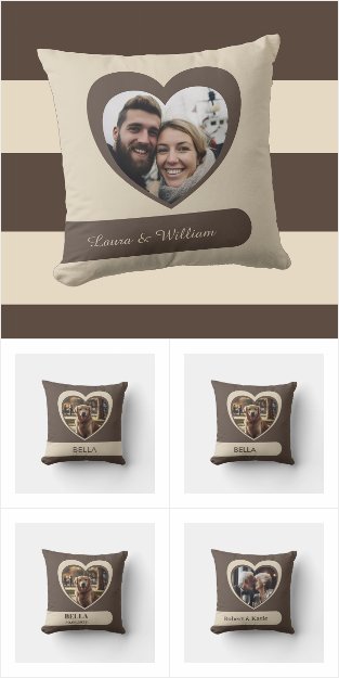 Dark Brown & Beige Pillow With Heart - Keepsake