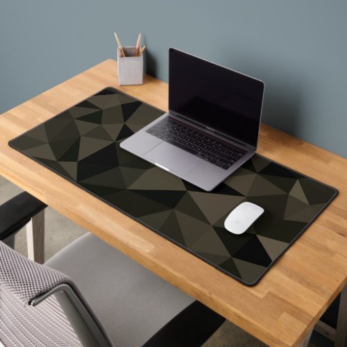 Dark brown black geometric mesh pattern desk mat