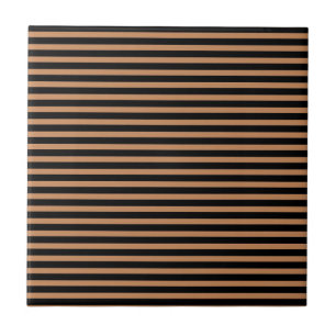 Dark Brown Black Horizontal Stripe Pattern Ceramic Tile