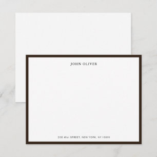 Dark brown border Formal flat Note Card