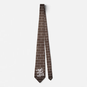Dark Brown Brick Wall Neck Tie - Custom Text