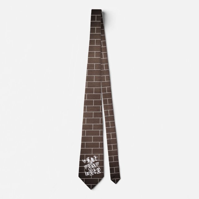 Dark Brown Brick Wall Neck Tie - Custom Text (Front)