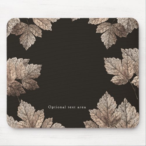 Dark Brown  Bronze Leaves Rustic Fall Glam Mouse Pad