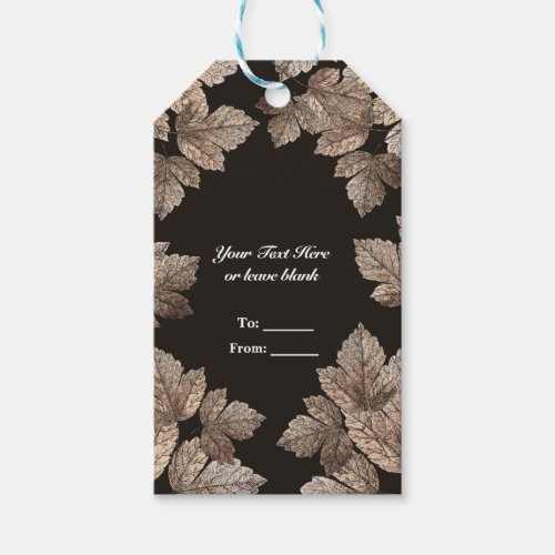 Dark Brown  Bronze Leaves Rustic Fall Party Favor Gift Tags
