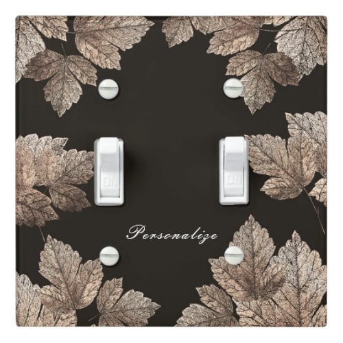 Dark Brown  Bronze Leaves Rustic Glam Fall Light Switch Cover