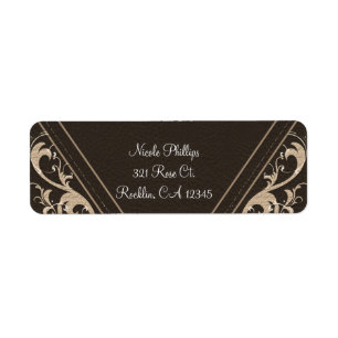 Dark Brown & Bronze Leaves Rustic Invitation Label