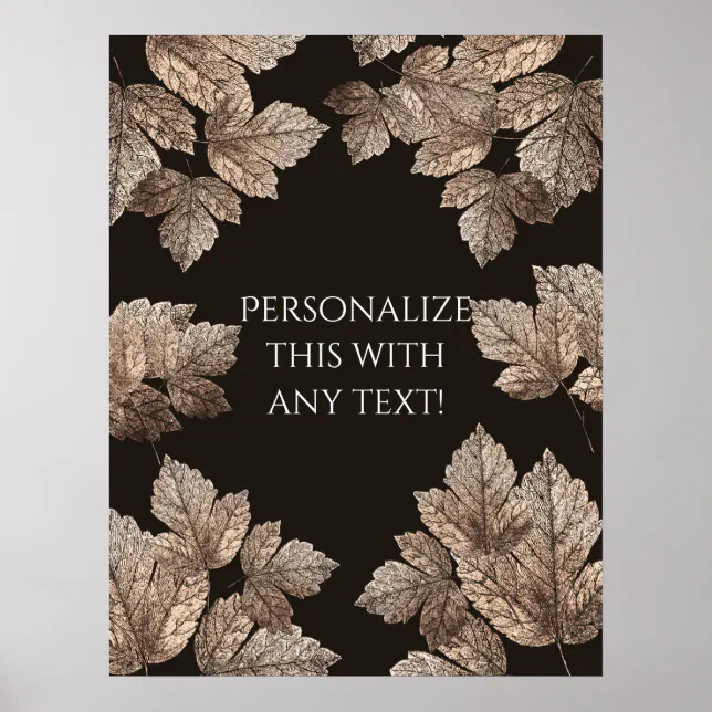 Dark Brown & Bronze Leaves Rustic Party Banner Poster | Zazzle