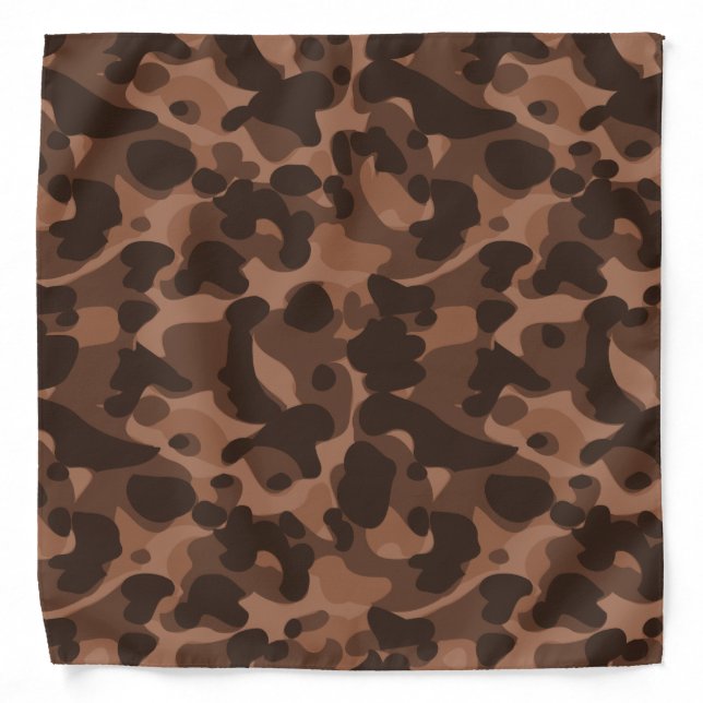 Dark Brown Camo Camouflage Pattern Cool Stylish Bandana (Front)