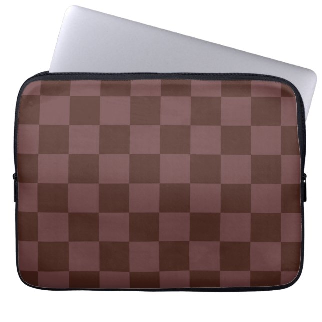 Dark Brown Checkerboard Laptop Sleeve (Front)