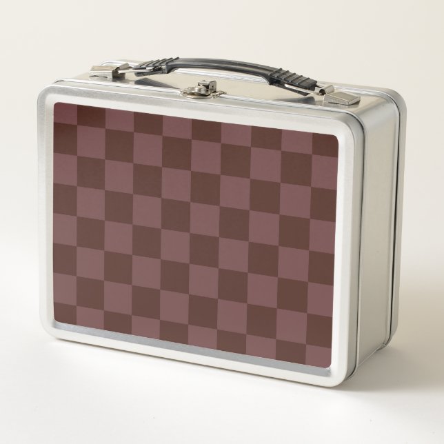 Dark Brown Checkerboard Metal Lunch Box (Front)