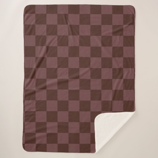 Dark Brown Checkerboard Sherpa Blanket (Front)