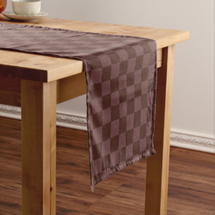 Dark Brown Checkerboard Short Table Runner