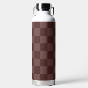 Dark Brown Checkerboard Water Bottle