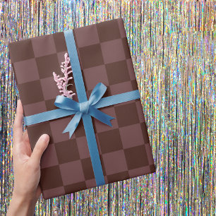 Dark Brown Checkerboard Wrapping Paper