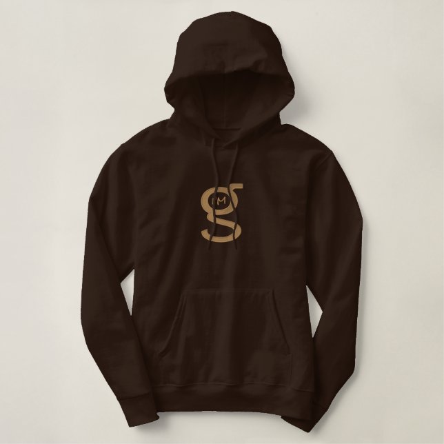 Dark Brown Coca Hoodie w Large Khaki Logo (Design Front)