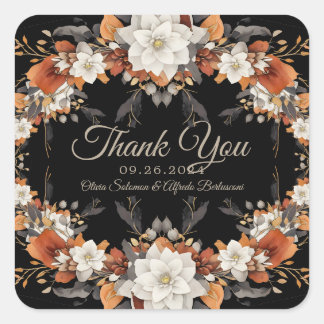 Dark brown, coffee caramel and beige autumn square sticker