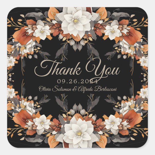 Dark brown, coffee caramel and beige autumn square sticker (Front)